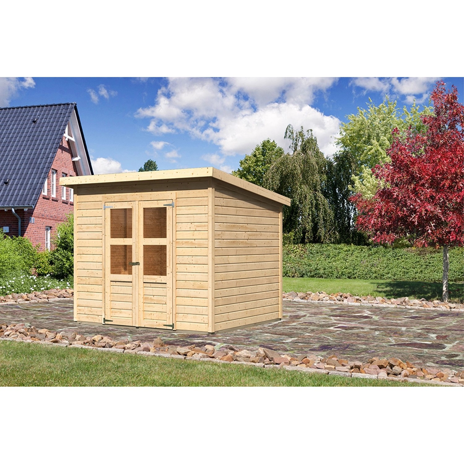 Karibu Holz-Gartenhaus Neuenburg 3 Natur BxT: 238 cm x 210 cm günstig online kaufen