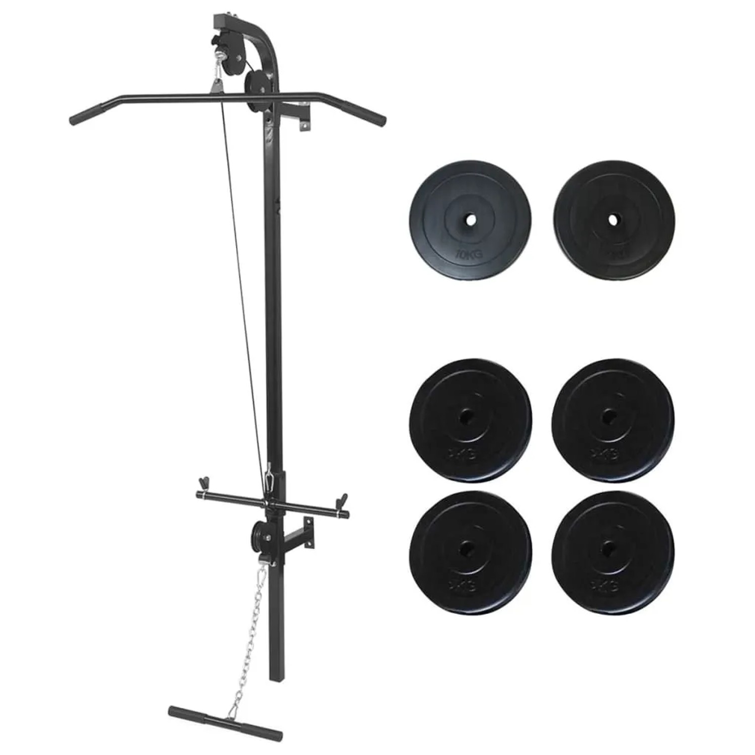 vidaXL Fitnessstation Wandmontage mit Gewichtsscheiben 40 kg 275359