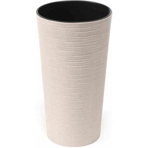 Weißes Siena Garden Pflanzgefäß Eco Locon, Ø 30 cm, 57 cm hoch, mit Rillenstruktur.