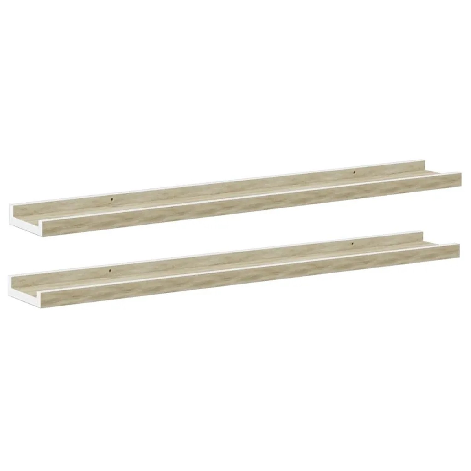 vidaXL Wandregale 2 Stk Weiß und Sonoma-Eiche 80x9x3 cm 326691