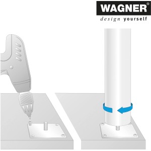 Montage des Wagner Möbelbein Telescope Edelstahl-Optik: Anschrauben und Eindrehen des höhenverstellbaren Möbelfußes.