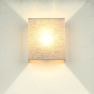 Licht-Erlebnisse Wandleuchte Stoff Metall E27 Up Down 24 cm Hoch Grau Alice