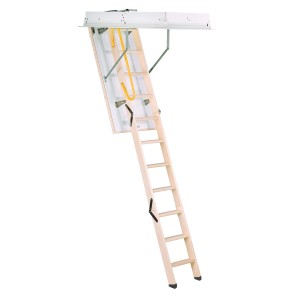 Minka Dachbodentreppe Euro Trend, 110x70 cm, Holztreppe mit Stahlzarge und Handlauf.
