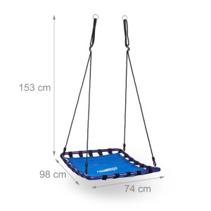 Relaxdays Nestschaukel Outdoor Viereckig Nylon Metall Dunkelblau Schwarz Belastbar bis 100 kg 153 cm x 74 cm x 98 cm