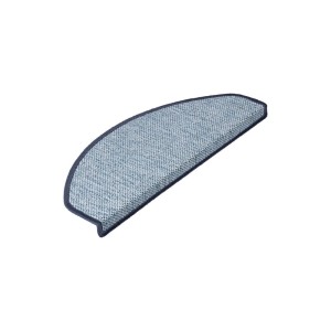 Halbrunde, blaue Stufenmatte in Sisaloptik mit gekettelten Rändern, 23,5x65 cm.