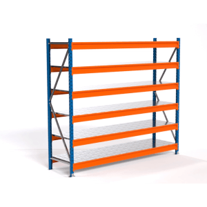 PROREGAL Weitspannregal MAXIMUS PRO Grundregal mit 6 Stahlböden, blau/orange, 200x225x60cm.