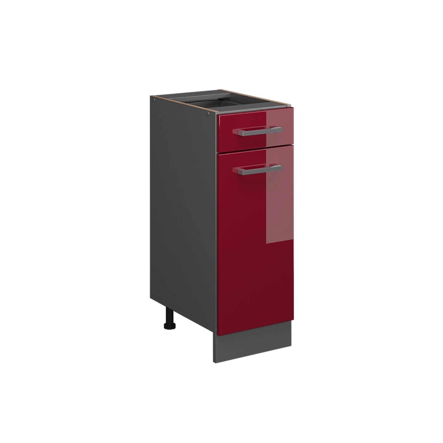 Vicco Küchenunterschrank R-Line Bordeaux Hochglanz/Anthrazit 30 cm ohne Arbeitsplatte