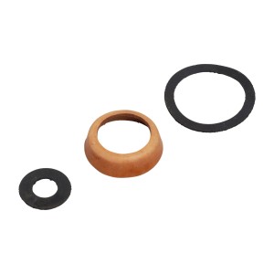 Dichtungsset für Schwengelpumpen, 3-teilig: Leder-Manschette und 2 Flanschdichtungen.