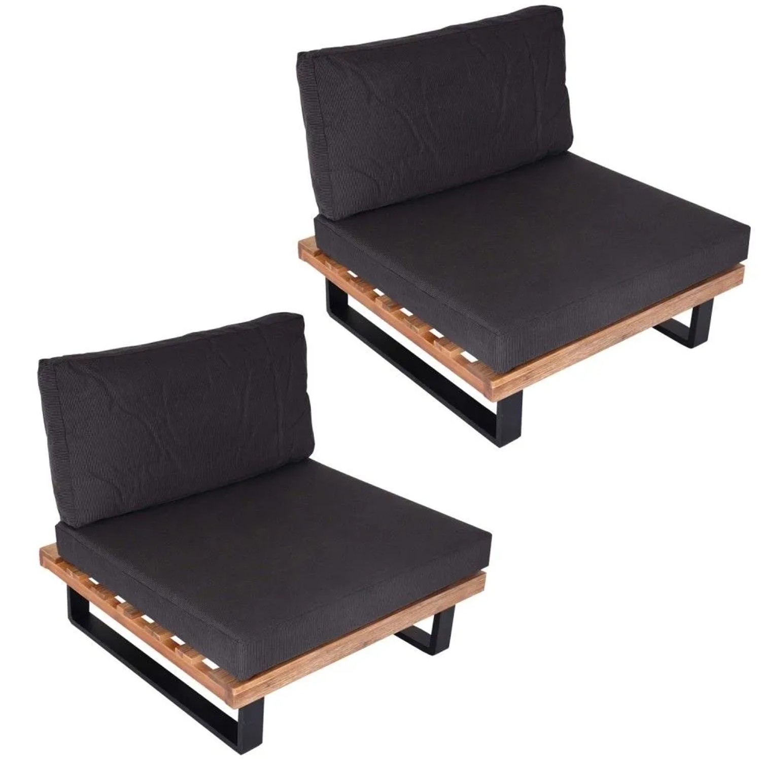 MCW Lounge-Sessel H54 2er-Set Hellbraun Polster Dunkelgrau