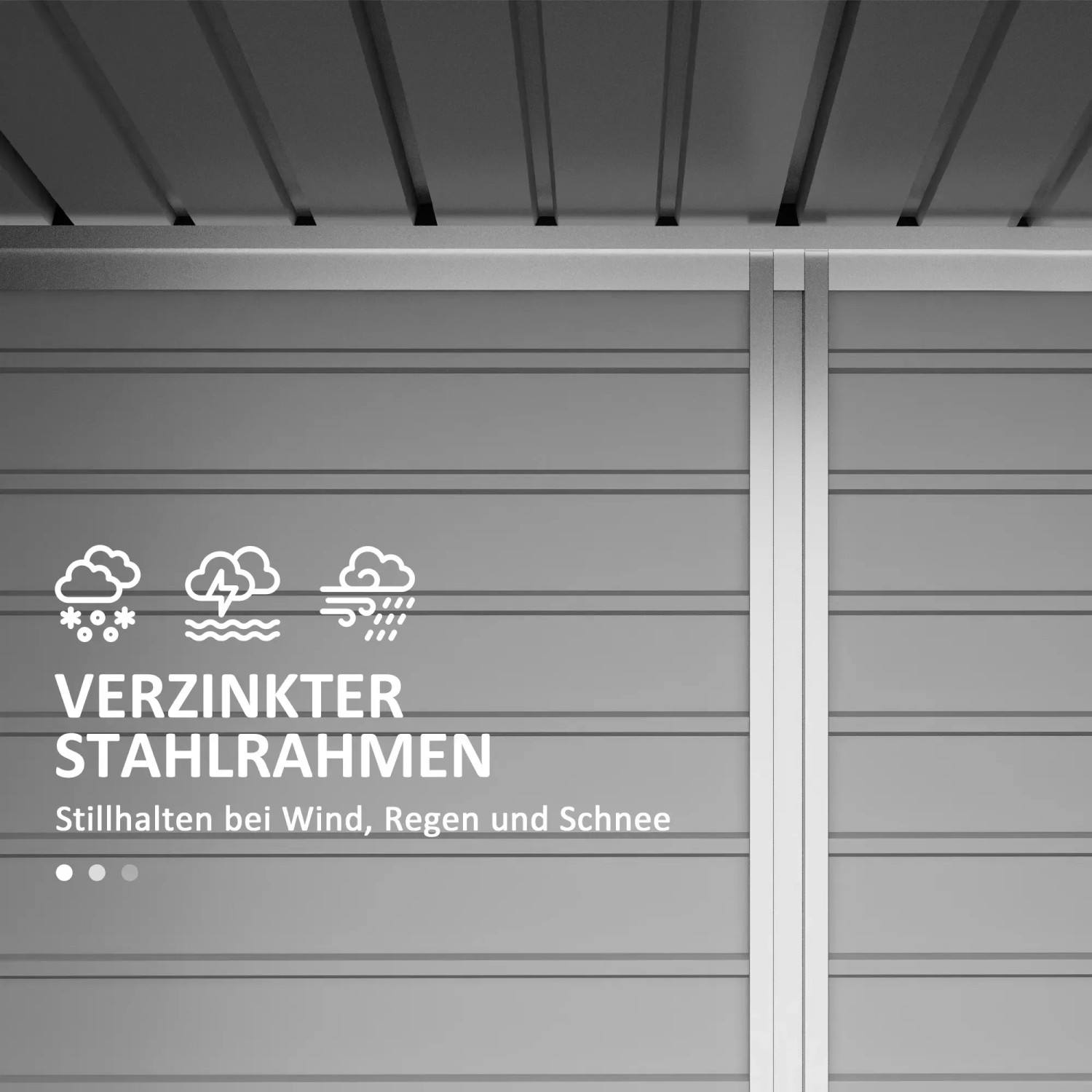 Detailansicht: Verzinkter Stahlrahmen des Outsunny Gerätehauses, wetterfest.