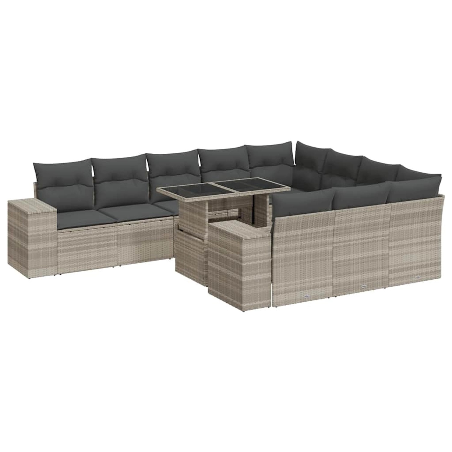 vidaXL 11-Tlg Garten-Sofagarnitur mit Kissen Hellgrau Poly Rattan 3326873 günstig online kaufen