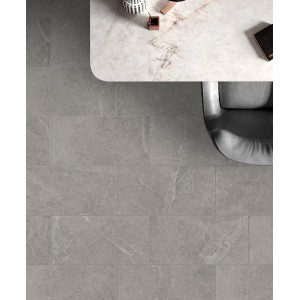 CERAMICHE SERRA Bodenfliese, Steingut, grau, matt, 60x30 cm, verlegt im Innenraum.