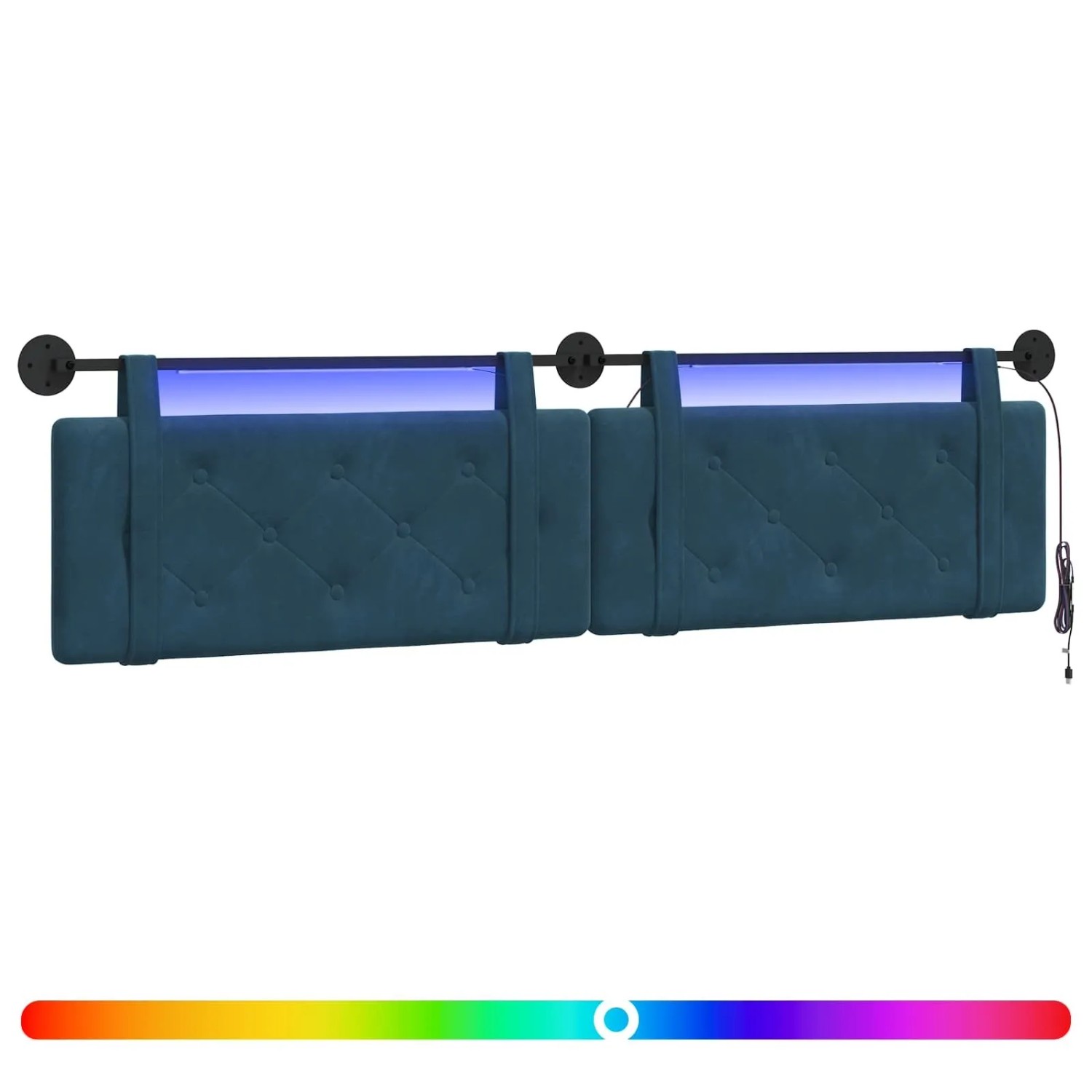 vidaXL Hängendes Kopfteil Mit LED Licht Blau Samt 3424255