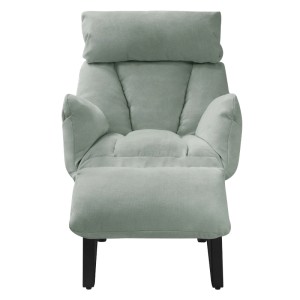 ML-Design Relaxsessel, grau-grün, mit Leinenbezug und Fußablage. Bequemer Loungesessel für entspannte Stunden.