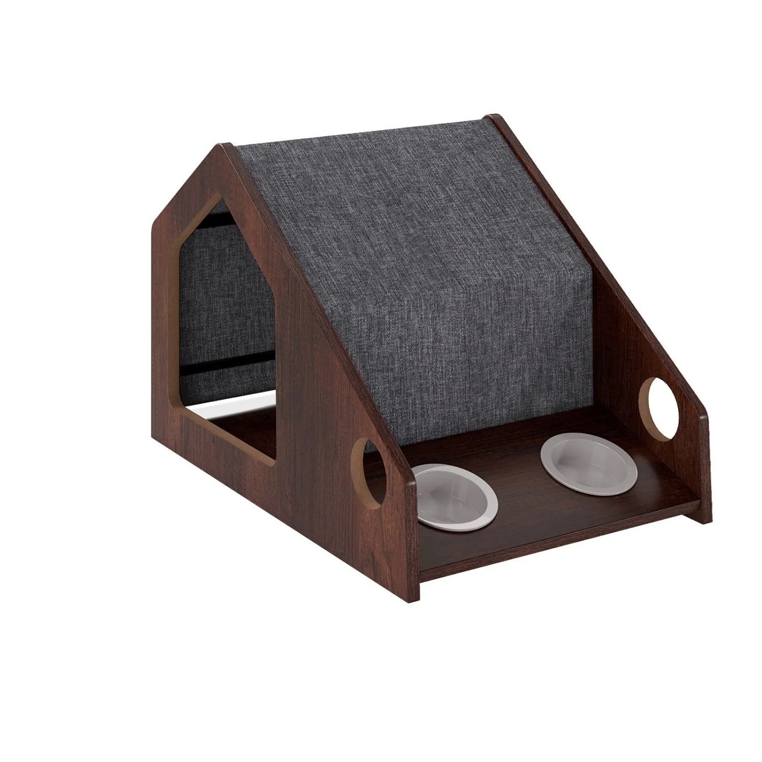 Costway Katzenhaus Holz 2 In 1 60 x 40 x 40 cm Metall Braun