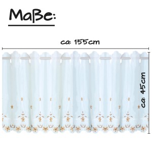 Bestlivings Bistrogardine Leonie mit Blumenmuster in Bronze, 45x155 cm. Scheibengardine für Küche & Fenster.