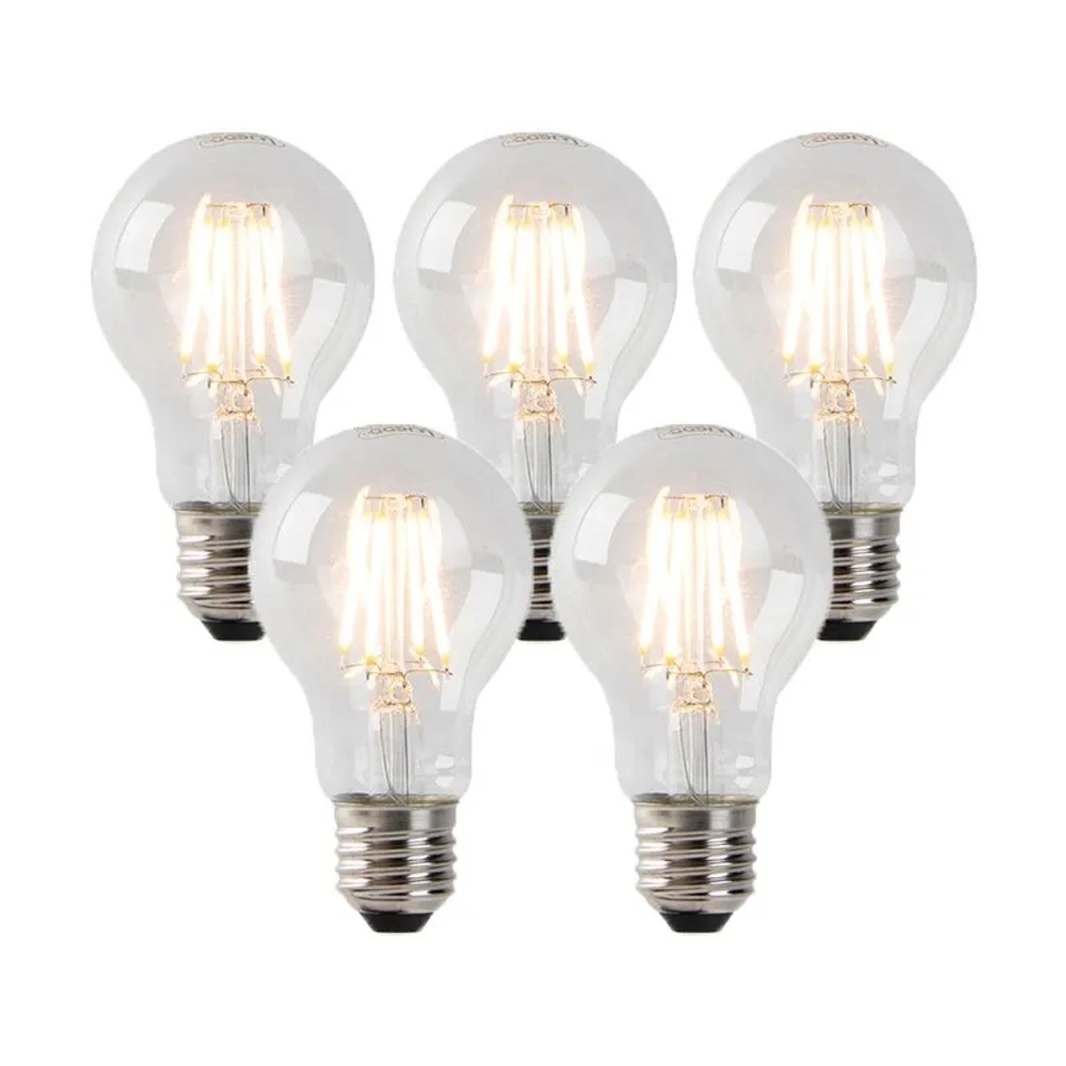 LUEDD Set mit 5 Dimmbaren E27 LED Lampen Klarglas 4W 320,m 2200K