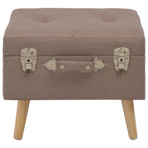 Brauner vidaXL Hocker mit Stauraum, Stoffbezug und Holzbeinen im Koffer-Design.