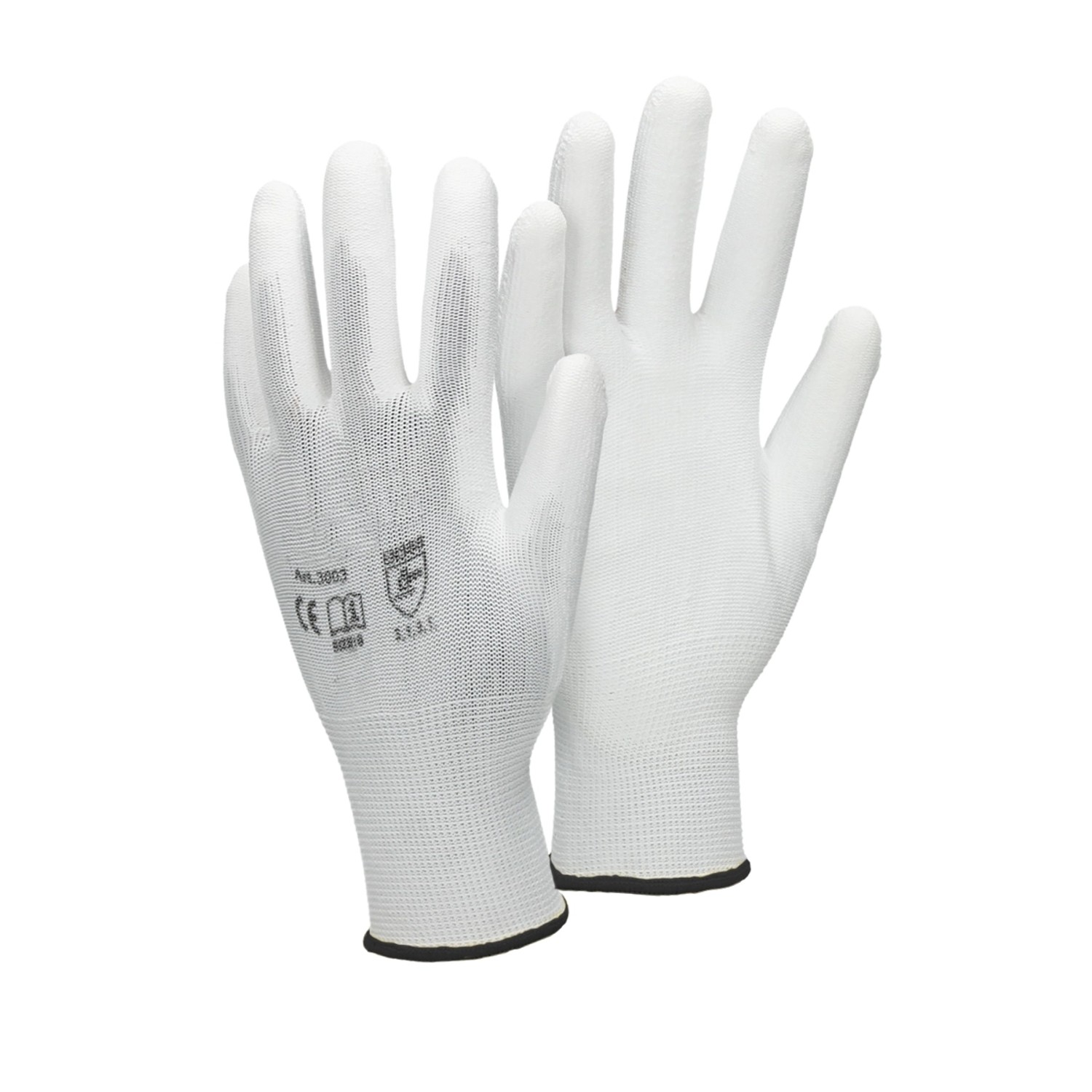 ECD Germany 12 Paar Arbeitshandschuhe PU-Beschichtung Größe 10-XL Weiß