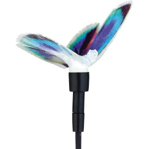 LED-Solarspieß Mongardino mit lila Schmetterling für den Garten. Solar-Deko mit kaltweißem Licht.