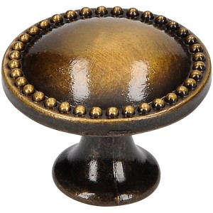 Messingfarbener Siro Möbelknopf im Antik-Design, Ø 25 mm, ideal für rustikale Möbel.