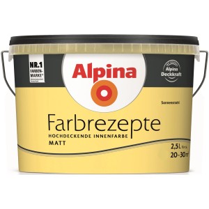 Eimer Alpina Farbrezepte Sonnenstrahl, matte, gelbe Innenfarbe.