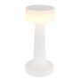 Dimmbare LED-Tischleuchte Angelika von Globo, weiß matt, 21,5 cm hoch.