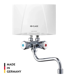 Clage Kleindurchlauferhitzer M3/SMB mit Armatur, 3,5 kW, für Handwaschbecken.