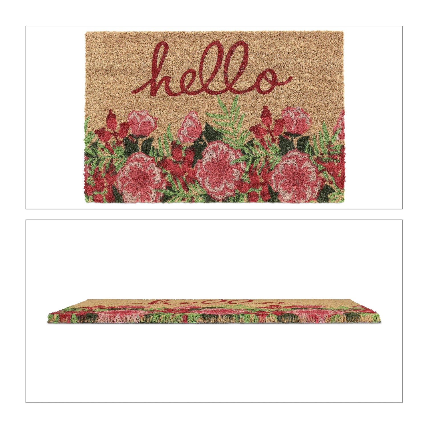 Relaxdays Türmatte Kokosfaser Mehrfarbig Rutschfest 1,5 cm x 60 cm x 40 cm 1,4 kg