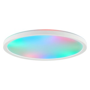 Weiße LED Deckenleuchte Velion mit RGB Farbwechsel, Ø 29,3 cm. Moderne Lampe für Wohnzimmer, Schlafzimmer und Flur.