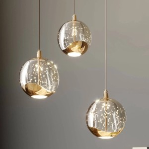 Moderne Lucande LED Pendelleuchte Hayley, transparentes Glas, 3-flammig für Wohnzimmer.