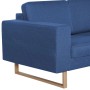 Blaues 3-Sitzer Sofa vidaXL Modell 4 mit Stoffbezug und Holzfüßen.