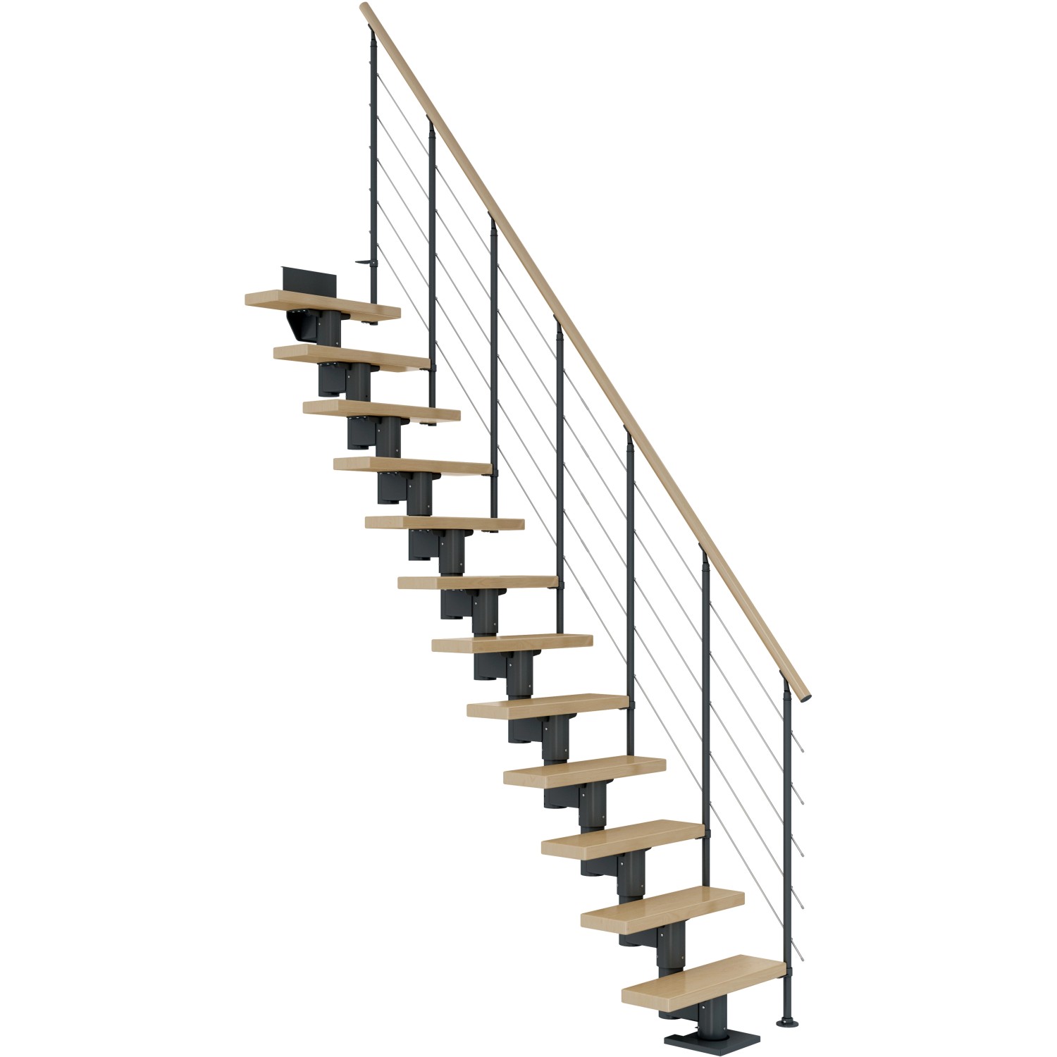Dolle Mittelholmtreppe Dublin Ahorn Anthrazit GH bis 292 cm Gerade 65 cm FSC®
