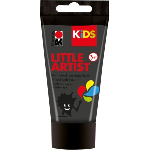 Marabu Little Artist, schwarze Künstlermal- und Bastelfarbe (75ml) in Tube.