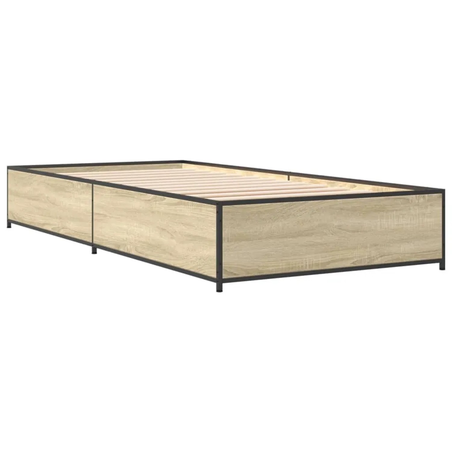 vidaXL Bettgestell Sonoma-Eiche 75x190 cm Holzwerkstoff und Metall 845122 günstig online kaufen