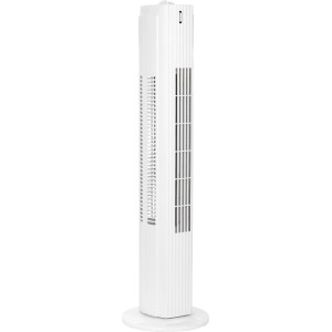 Weißer Tristar Säulenventilator, 75 cm hoch, mit integriertem Griff. Ventilator für den Innenbereich.
