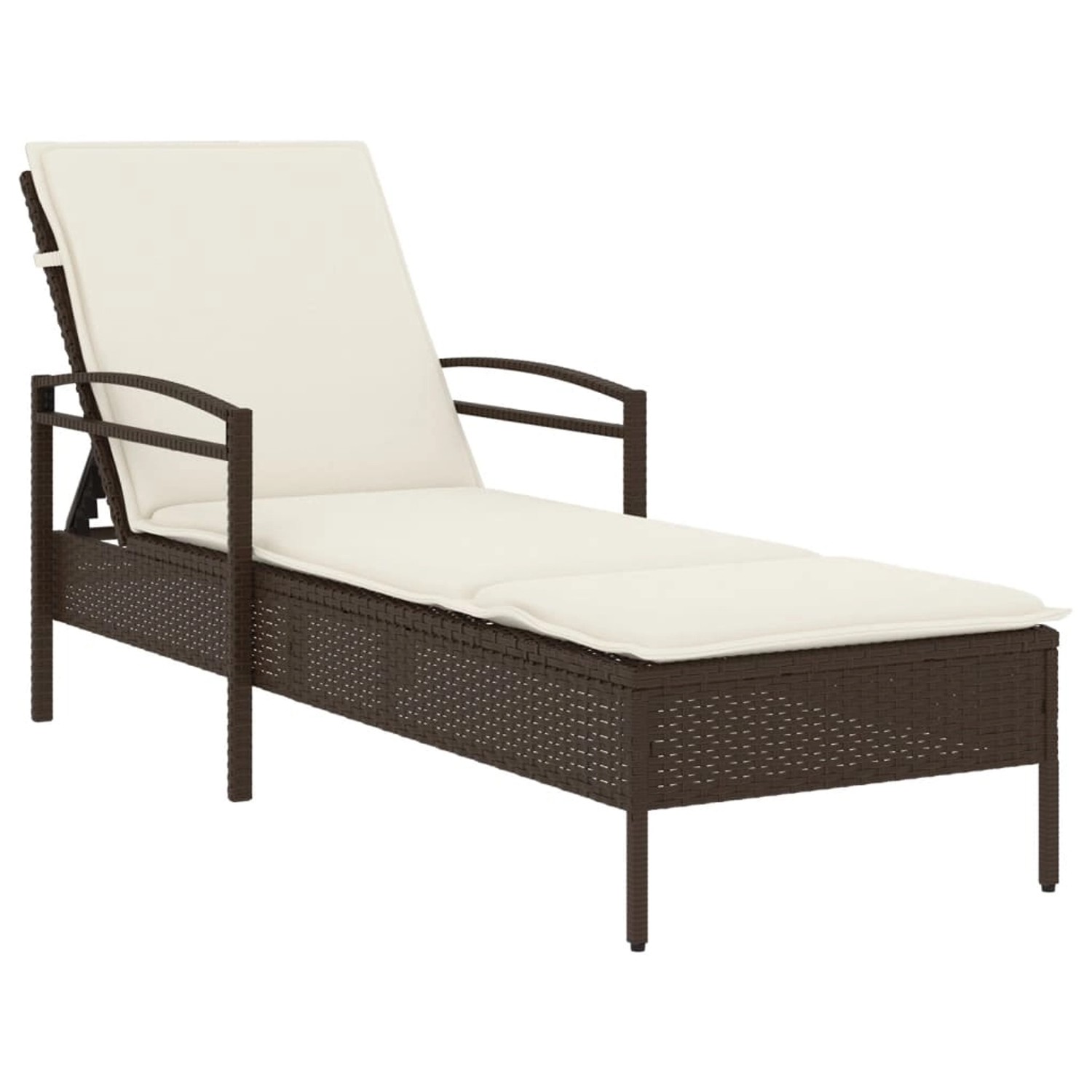 vidaXL Sonnenliege mit Auflage Braun 63x200x81 cm Poly Rattan 368300