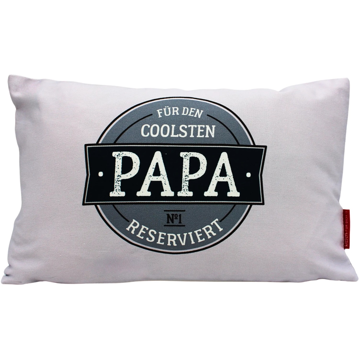 Dekohelden24 Zierkissen Sofakissen Kuschel Kissen Dekokissen Loungekissen Für den Coolsten Papa No1 Reserviert in Grau L/B/H  40 x 13 x 23 cm