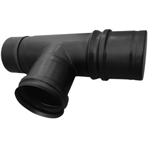 Firefix T-Stück für Pelletofenrohr, schwarz, 80 mm Durchmesser.