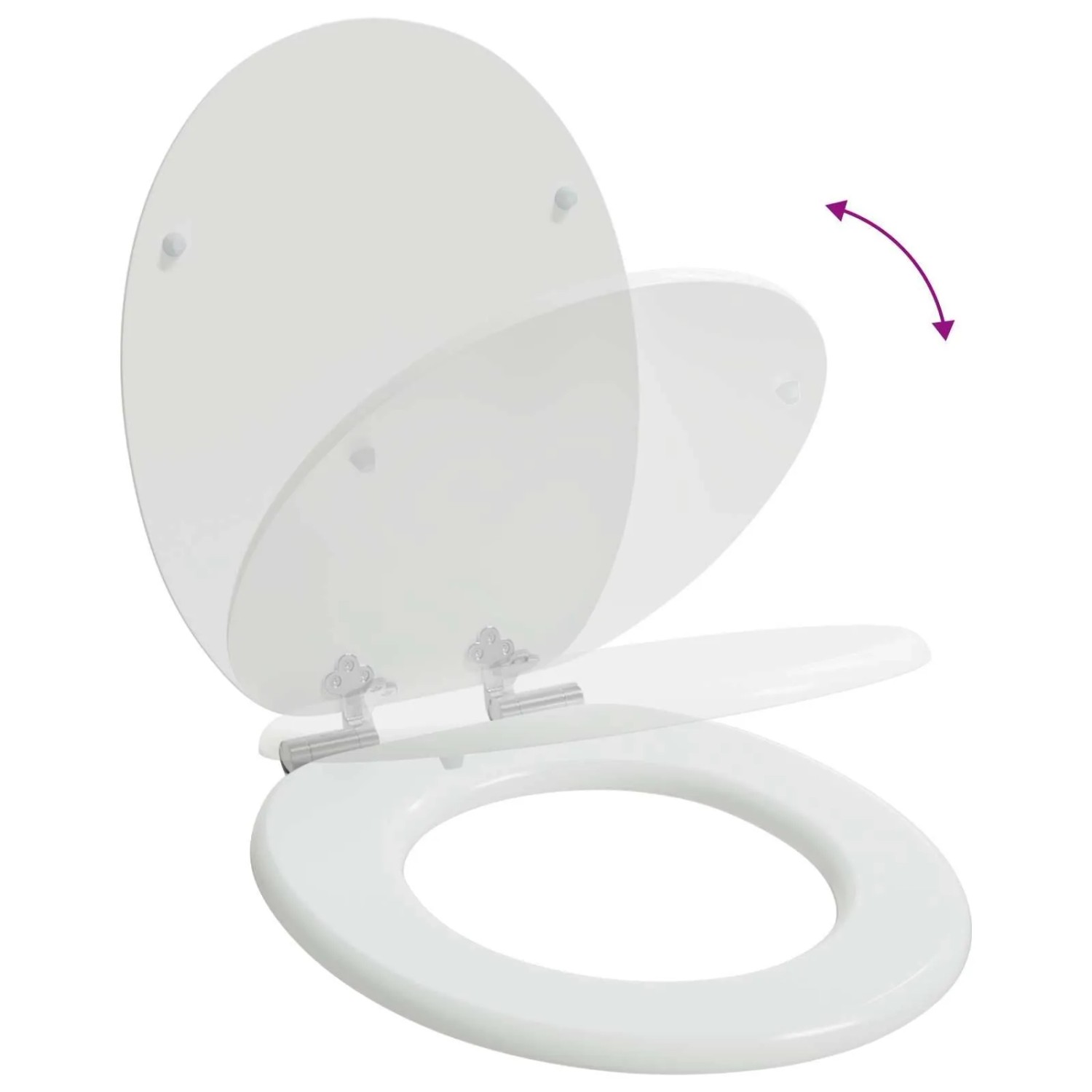 vidaXL Soft-Close Toilettensitz 2 Stk Weiß 44 x 38 cm MDF-Platte 3414529_10