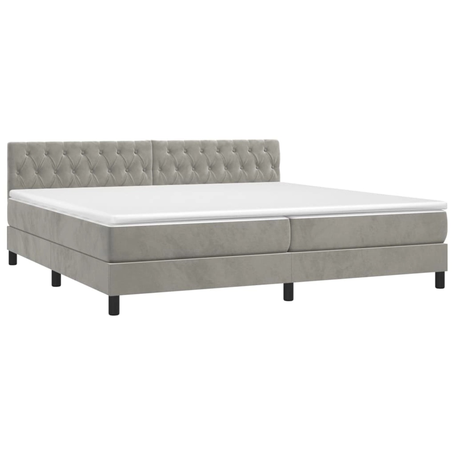 vidaXL Boxspringbett mit Matratze & LED Hellgrau 200x200 cm Samt 3134603 günstig online kaufen