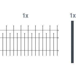 Metallzaun Anbau-Set Madrid, anthrazit, zum Aufschrauben, 50x200 cm, bestehend aus Zaunfeld und Pfosten.