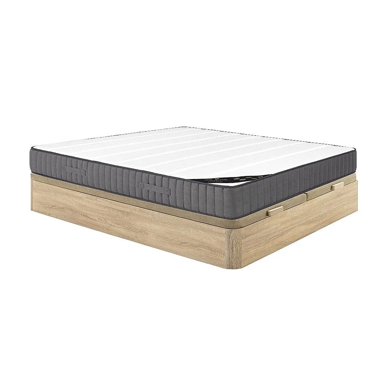 Vente-unique Matratze Und Bettgestell Mit Lattenrost Und Bettkasten Audace Naturfarben Hell 200 cm