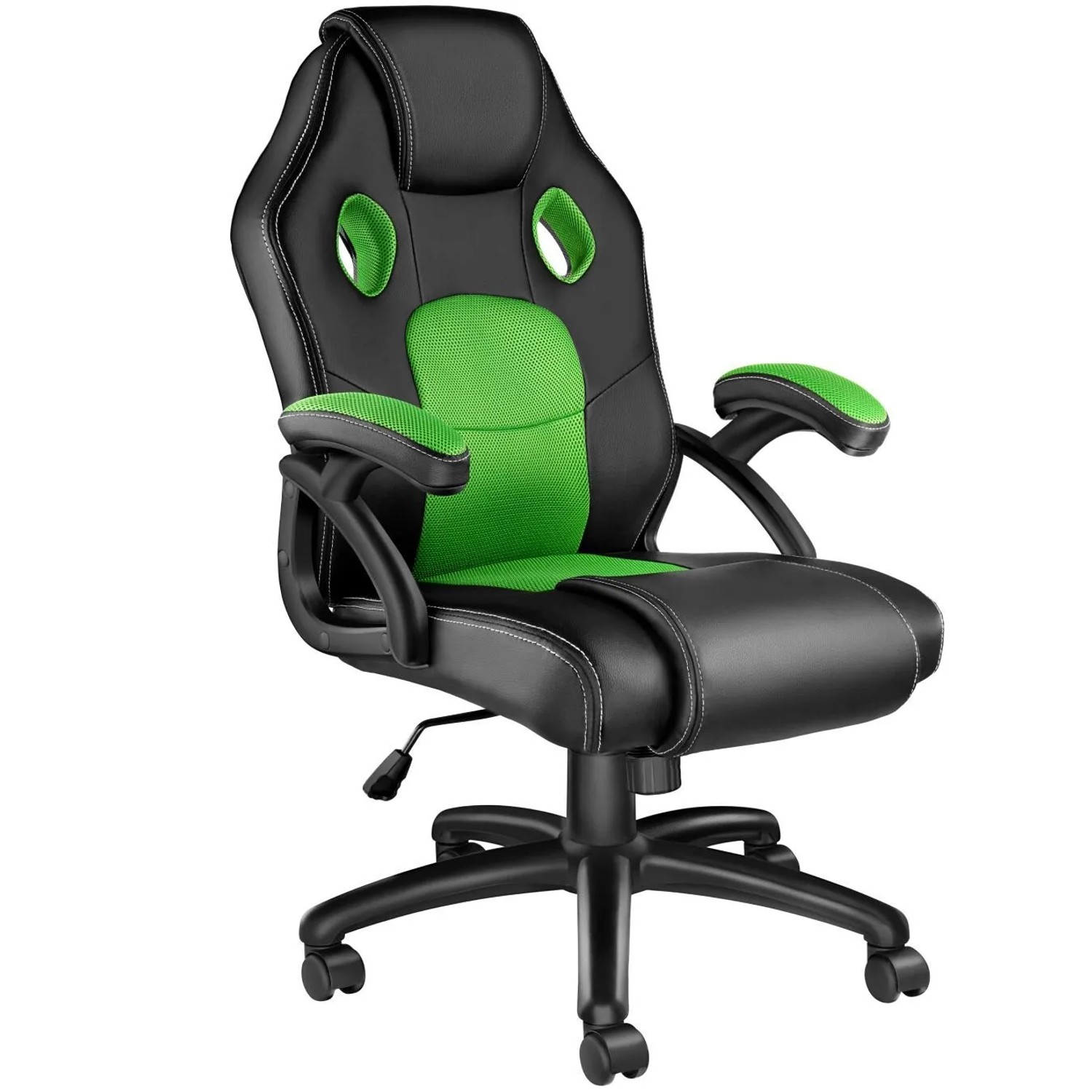 Tectake Bürostuhl Mike Ergonomische Form Dicke Polsterung  69 x 68 x 114 50 cm Schwarz Grün