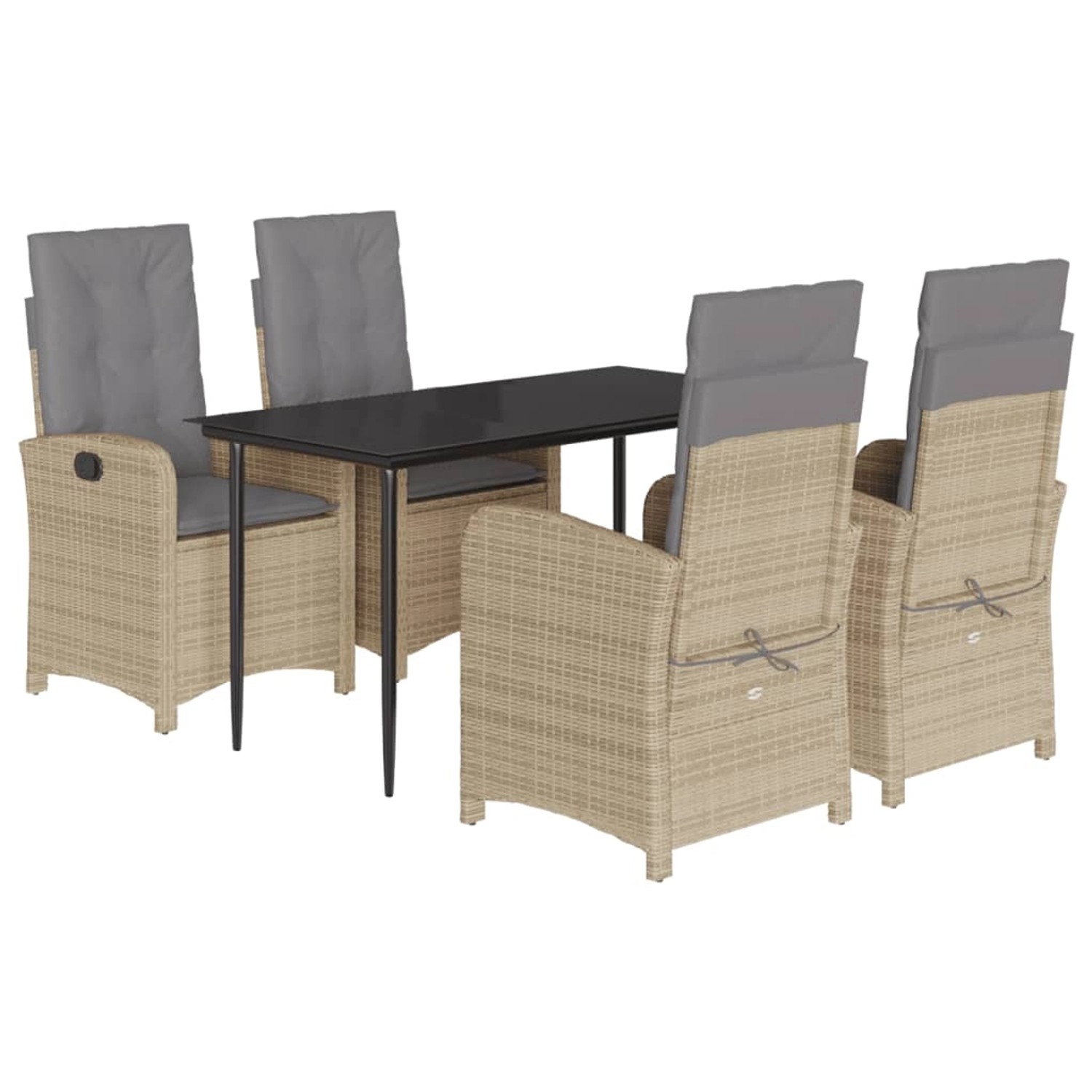 vidaXL 5-Tlg Garten-Essgruppe mit Kissen Beigemischung Poly Rattan 3212393 günstig online kaufen