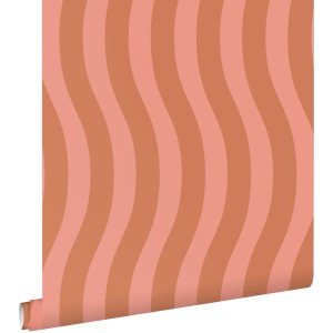 ESTAhome Vliestapete mit wellenförmigen Streifen in Rosa. Dekorative Tapete für stilvolle Wände.