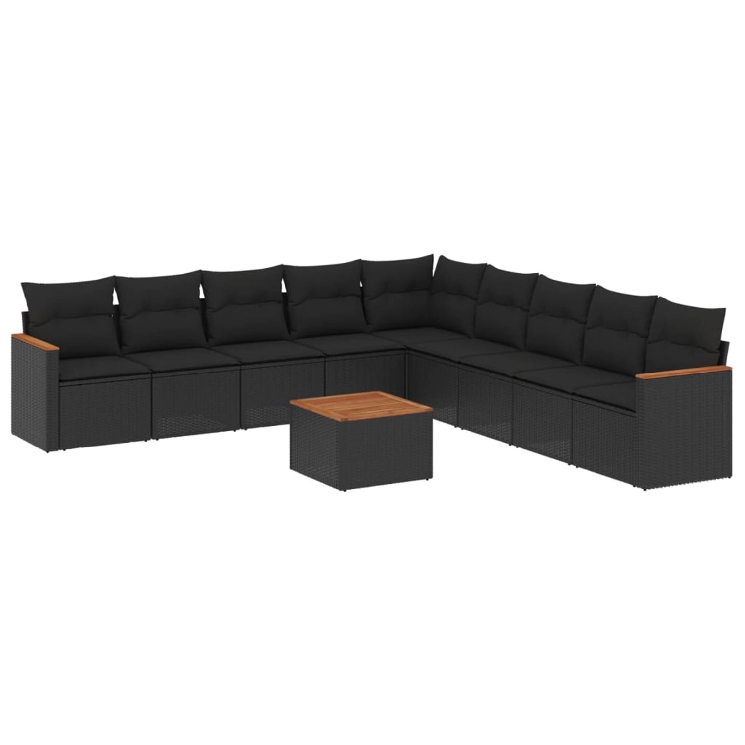 vidaXL 10-Tlg Garten-Sofagarnitur mit Kissen Schwarz Poly Rattan 3226062 günstig online kaufen