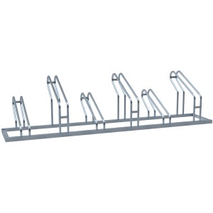 Feuerverzinkter Schake Fahrradständer, einseitig für 6 Fahrräder, 2100 mm lang.