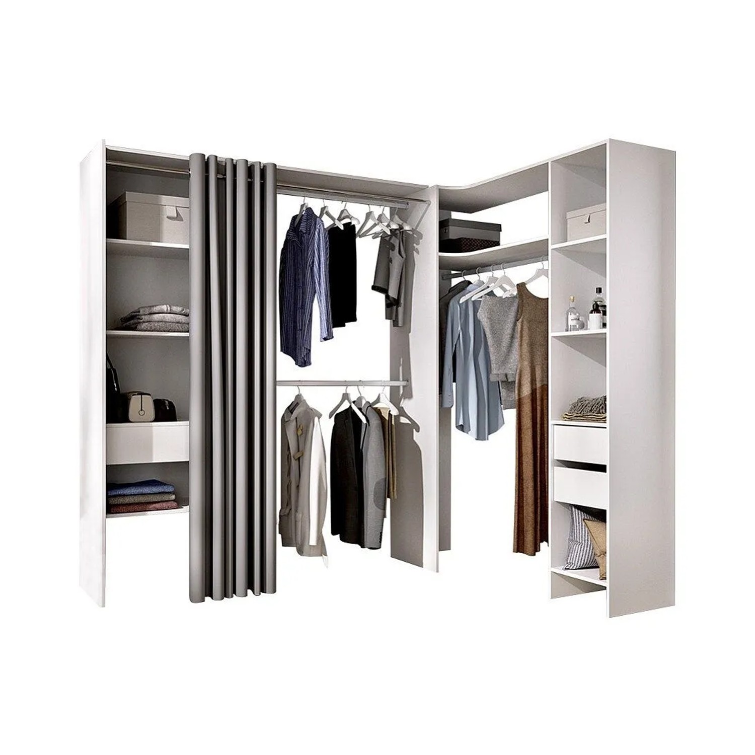 Vente-unique Offener Kleiderschrank Gontran Weiß 164 cm  214 cm