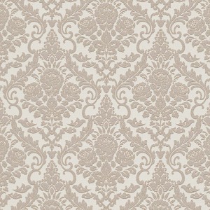 Barock Vliestapete mit floralem Rosen Ornament in Creme Beige für Wohnzimmer und Esszimmer.